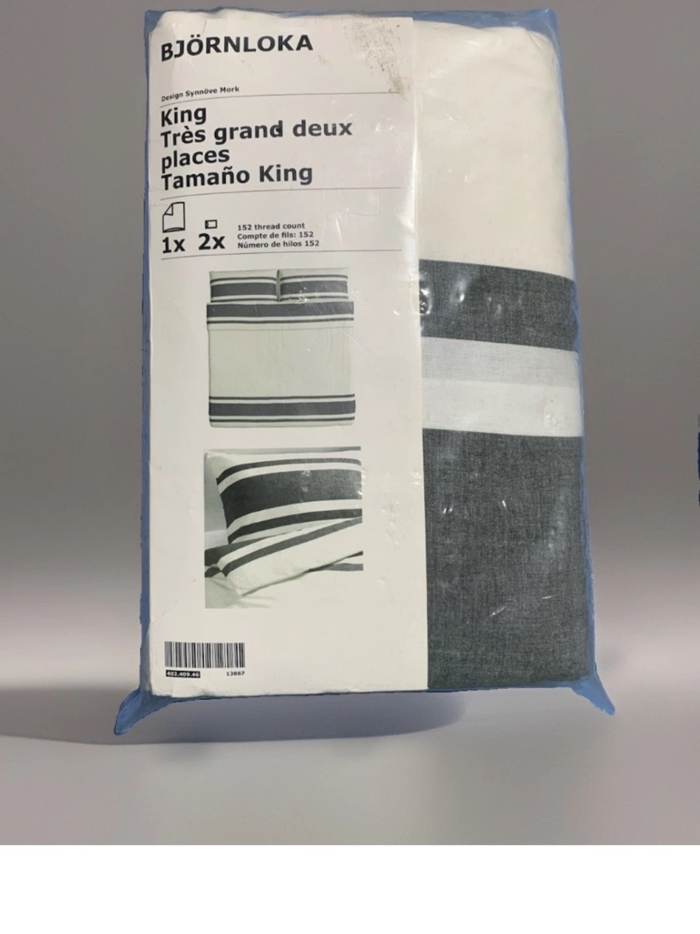 New Sealed Pkg IKEA Scandinavian Farmhouse Bedding King Duvet Set Bjornloka Vtg